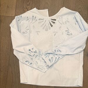 Magaschoni Light Blue Lace Accent Blouse